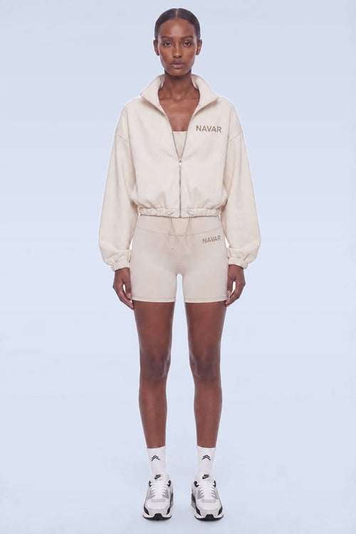 NAVAR AERIS Cropped Track Jacket in Ivory