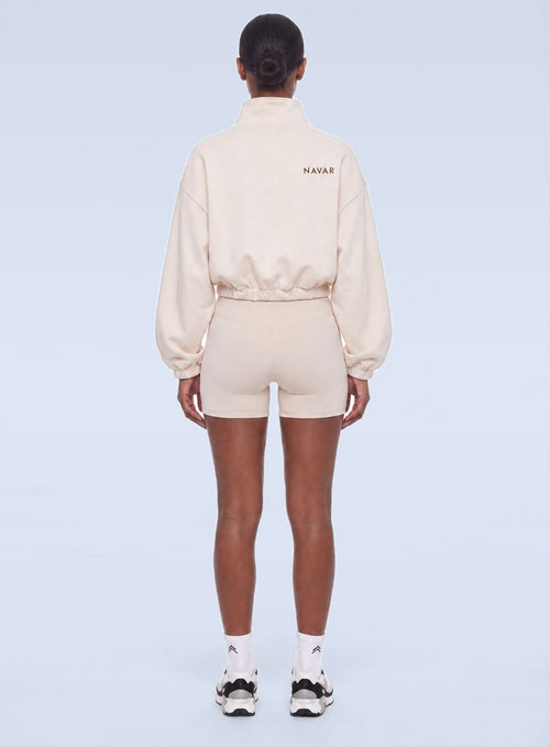 NAVAR AERIS Cropped Track Jacket in Ivory