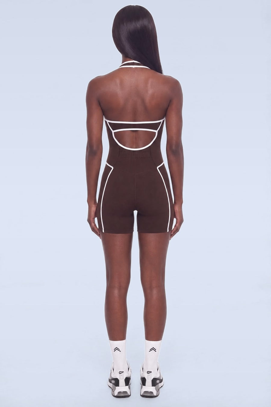 NAVAR CONTOUR Halter Playsuit in Chocolate