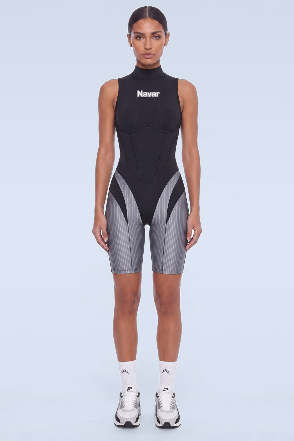NAVAR CORSET-X Performance Romper in Black / Silver
