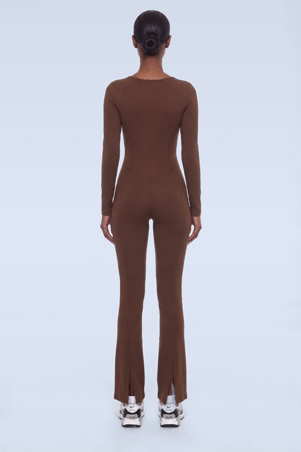 NAVAR SCULPTLINE Long-Sleeve Flare Unitard in Espresso